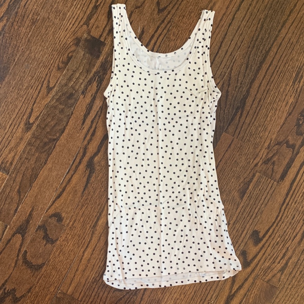 a new day Black and White Polka Dot Tank Top
